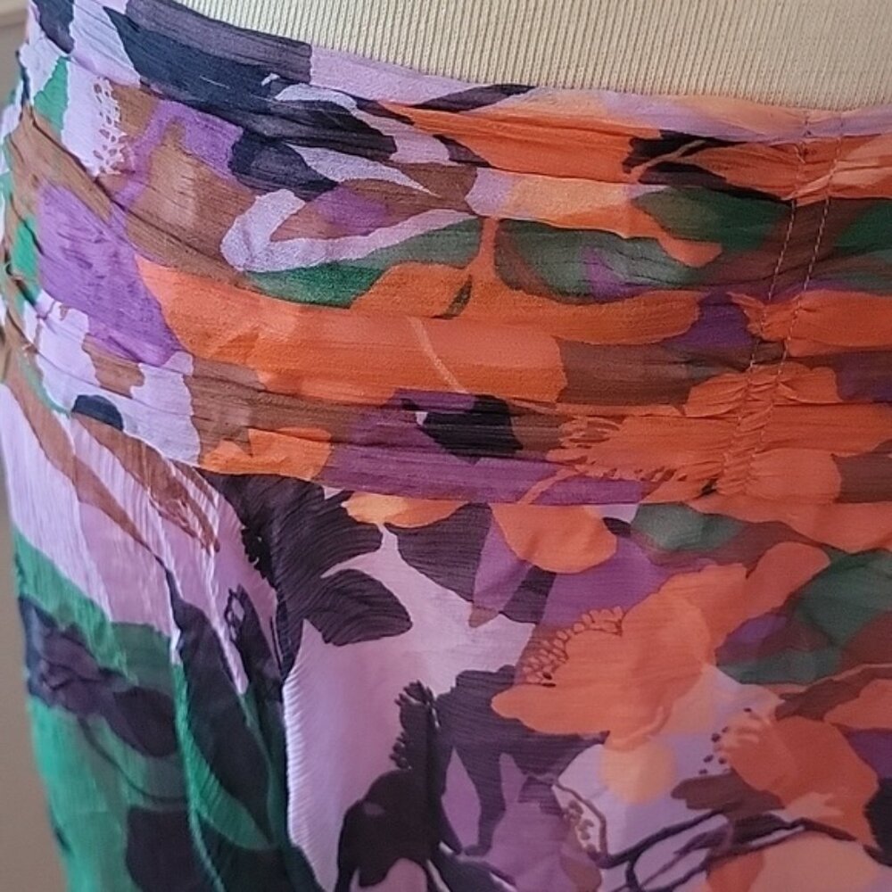 BCBGMAXAZARIA 100% Silk Orange Purple Handkerchief Hem Boho Flowy Party Skirt 6 - Picture 9 of 9